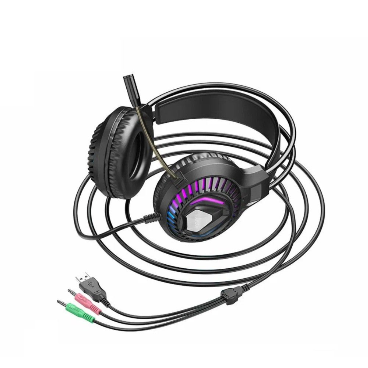 Hoco ESD12 Gaming Headphones – Stereo, RGB Backlit, 3.5mm Wired