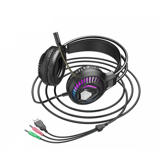 Hoco ESD12 Gaming Headphones – Stereo, RGB Backlit, 3.5mm Wired