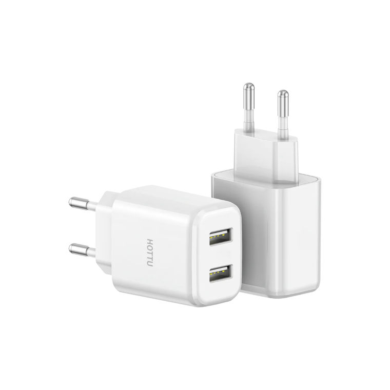 Hottu FC02 12W Dual USB Charger – 2.4A | iPhone Cable Included
