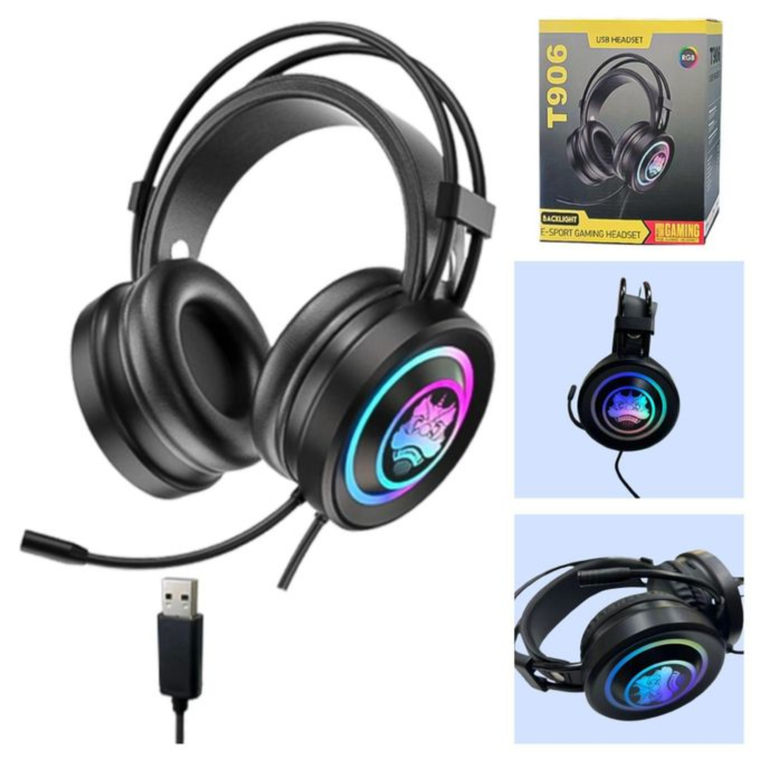 T906 RGB USB Gaming Headset – Noise Cancelling Mic | Stereo Sound