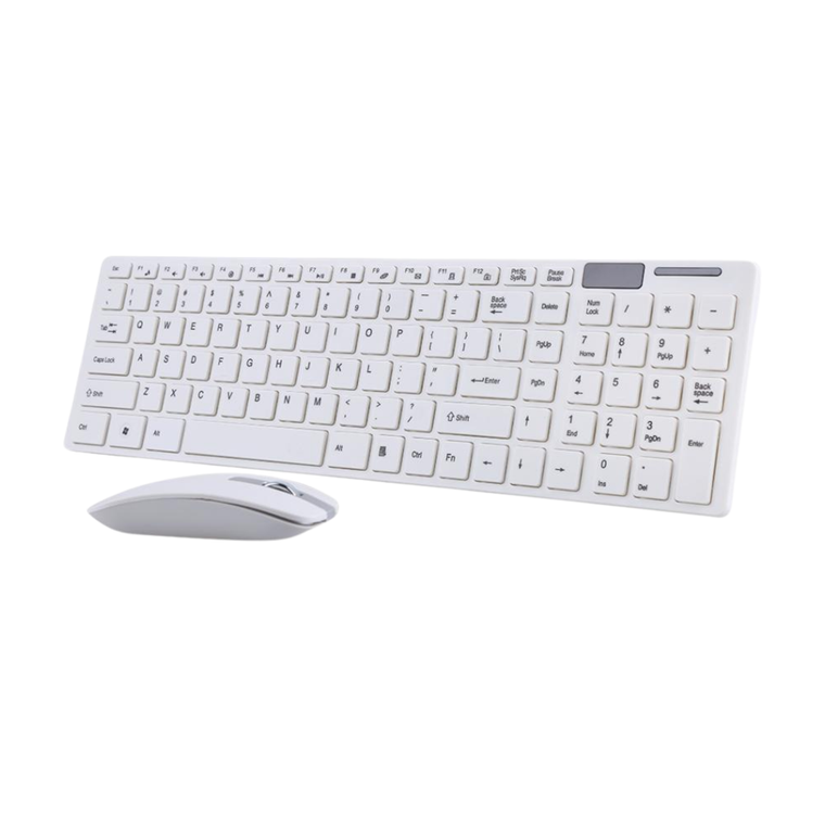 Ultra-Slim White Wireless Keyboard & Mouse Combo – 2.4GHz
