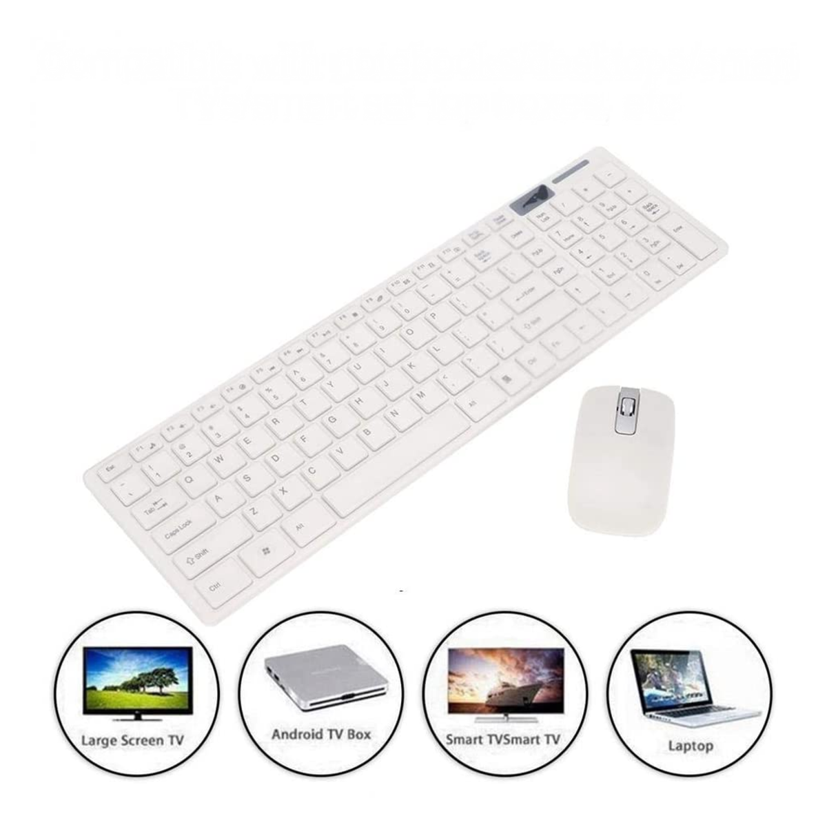 Ultra-Slim White Wireless Keyboard & Mouse Combo – 2.4GHz
