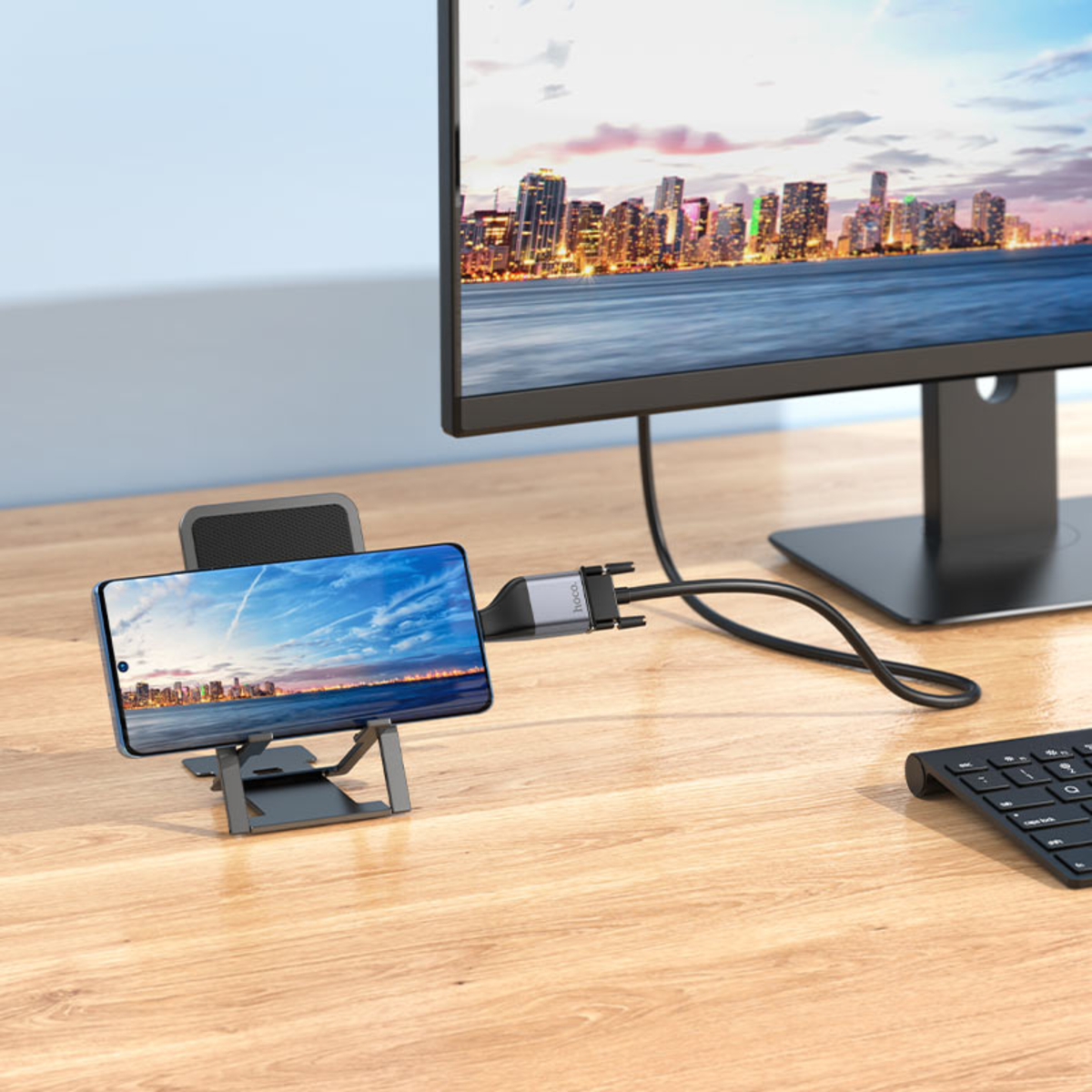 Hoco UA34 Type-C to VGA Adapter – 2K 60Hz | Plug & Play