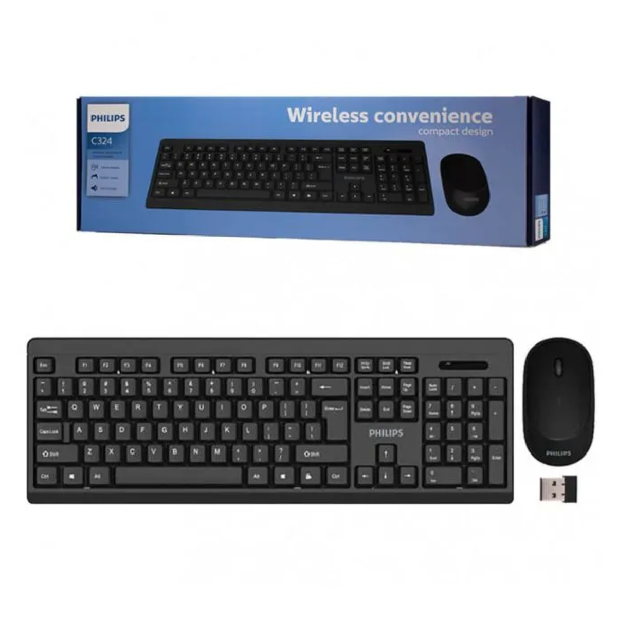 Philips C324 Wireless Keyboard & Mouse Combo – 2.4GHz