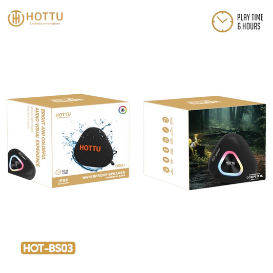 HOTTU BS03 RGB Bluetooth Speaker – 6H Playtime | IPX6 Waterproof | 16.8M RGB Colors
