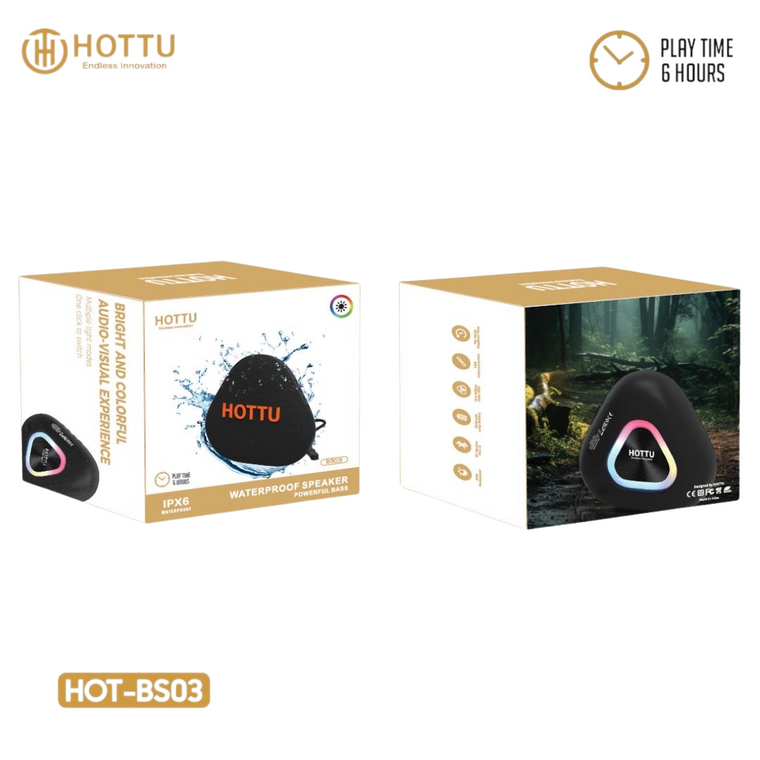 HOTTU BS03 RGB Bluetooth Speaker – 6H Playtime | IPX6 Waterproof | 16.8M RGB Colors