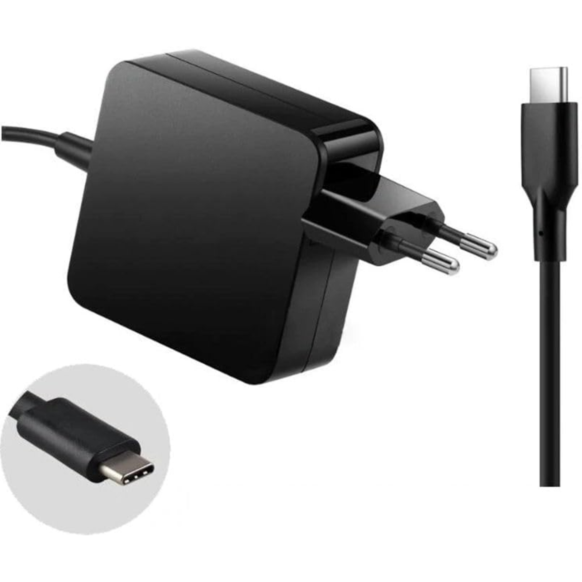 65W USB-C Replacement Laptop Charger – 2-Pin Adapter